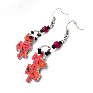 Puzzle piece earrings. Handcrafted. New.